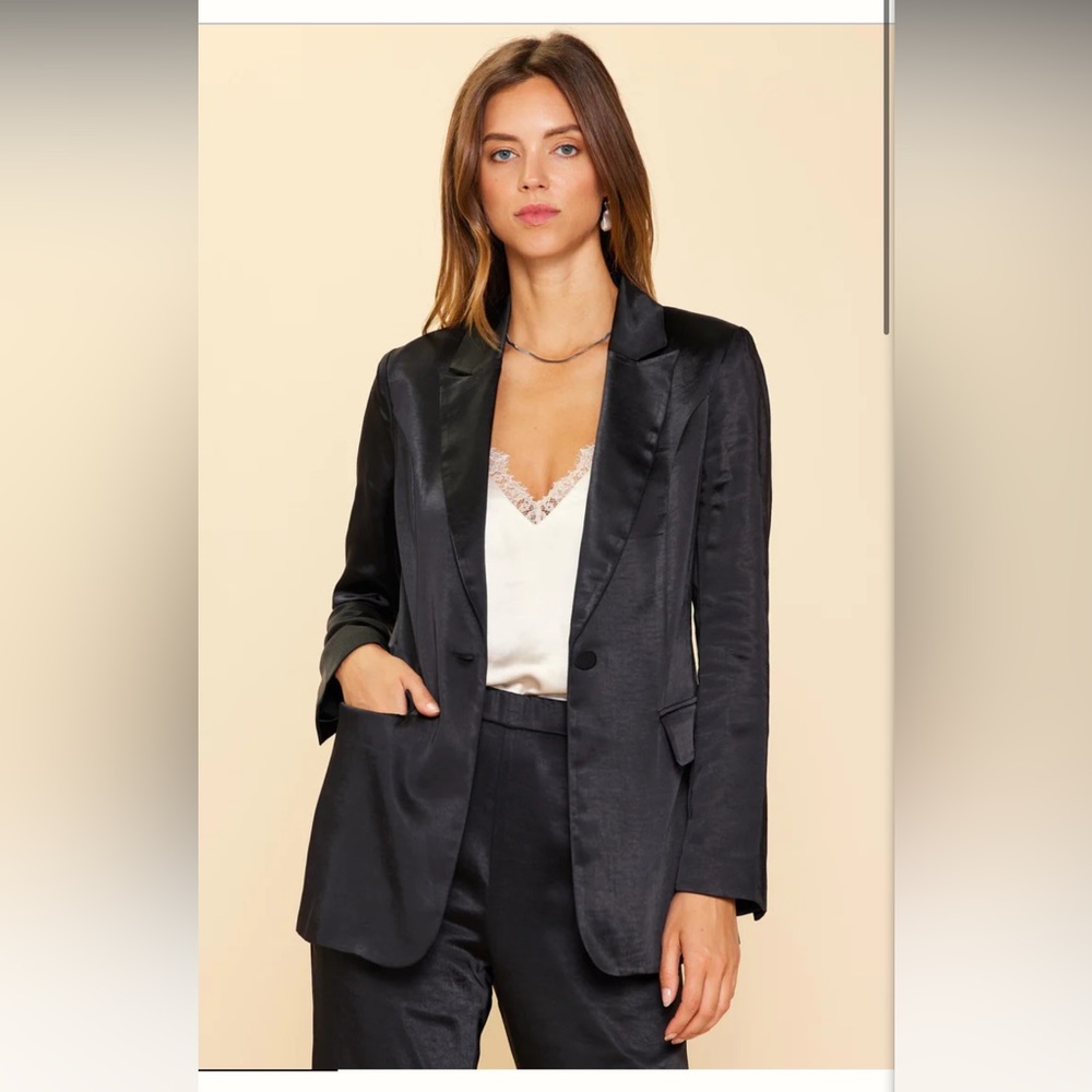 Skies are Blue Satin Black Jacket (new with tags!)